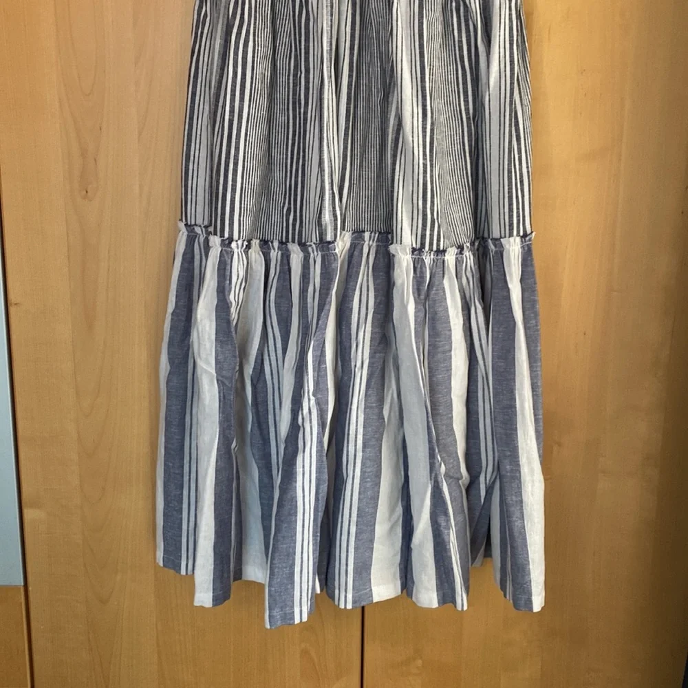 J. Crew Chambray Cover Up Tiered Dress in Blue Striped Chambray size S - Picture 4 of 8